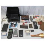 Lot of Vintage Items: Office items- Staplers, Medical Items, Bank Bags, Analog phones, Caller ID, Small Fan