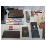 Lot of Vintage Items: Office items- Staplers, Medical Items, Bank Bags, Analog phones, Caller ID, Small Fan