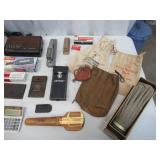 Lot of Vintage Items: Office items- Staplers, Medical Items, Bank Bags, Analog phones, Caller ID, Small Fan