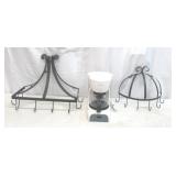 Lot of Kitchen / Coffee Items: 2 Metal Wall Mount Racks with Hooks, Mr. Coffee 4 Cup Coffee Maker.