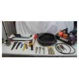 Lot of Automotive Oil Dispenser, Pans, Fan Belts, Ice Scrapers
