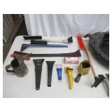 Lot of Automotive Oil Dispenser, Pans, Fan Belts, Ice Scrapers