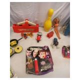 Lot of Vintage Toys: Fisher Price Chairs, Barbie Doll, Halloween Makeup, Wigs, Child