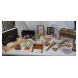 Lot of Vintage Home Decor: Stool, Shelf, Picture Frames, Photo Album, Decorative Boxes and more