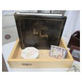 Lot of Vintage Home Decor: Stool, Shelf, Picture Frames, Photo Album, Decorative Boxes and more