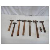 Lot of 7 Vintage Ball Peen Hammers Planishing Hammers Auto Body Hammers Collectible