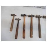 Lot of 7 Vintage Ball Peen Hammers Planishing Hammers Auto Body Hammers Collectible