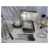 Lot of Bakeware: Bundt Pans, Baking Pans, Cooling Racks, Mixing Bowls, Utensils and more