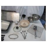 Lot of Bakeware: Bundt Pans, Baking Pans, Cooling Racks, Mixing Bowls, Utensils and more