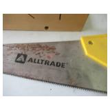 Lot of Vintage Hand Saws, Miter box, Coping Saws & various blades.