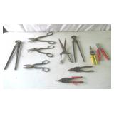 Lot of Vintage Tin Cutting Snips, Shears, Pliers and more