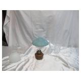 Lot of Vintage Lighting Components: Glass Lamp shades, Chimneys, Ceiling Light Shade.