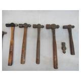 Lot of 7 Vintage Ball Peen Hammers Planishing Hammers Auto Body Hammers Collectible