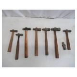 Lot of 7 Vintage Ball Peen Hammers Planishing Hammers Auto Body Hammers Collectible