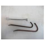 Lot of 7 Vintage Nail Hammer Handles & 3 Crowbars Pry Bars