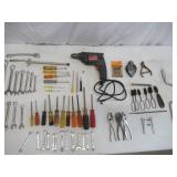 Lot of Hand Tools: Wrenches, Screw Drivers, Drill, Rachets and more