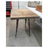 Lot of Various Farmed Art, Window Pane Mirror, 2 vintage wood boxes, 24" square Vintage Side Table