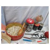 Lot of Sewing Notions: Buttons, Beads, Sewing Scissors, Seam Rippers, Spools of Thread & more.