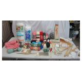 Lot of Sewing & Quilting Notions: Batting, Knitting Needles & Yarn, Electric scissors, Pantograph, Steam roller and more