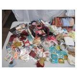 Lot of Vintage Sewing Craft items:  Lace, Ribbon, Notions