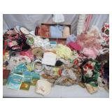 Lot of Vintage Sewing Craft items:  Lace, Ribbon, Notions