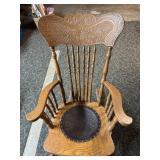 Antique Oak Press Back Rocker