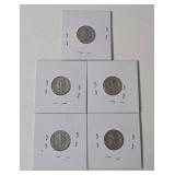 5-Vintage United States Mercury Dimes (1920,1929,1935,1939,1940) - 90% Silver - Lot 4