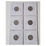 6-Vintage United States Mercury Dimes (1941S,1942S,1945,1945 1945,1945S) - 90% Silver - Lot 14