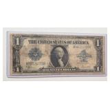 1923 US $1 Bill - Legal Tender - Large Blue Note -It features a portrait of George Washington and is known by collectors as a "Horse Blanket" - Very Collectible - Lot 25