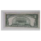 1929 US $5 National Currency Note issued by the Rhode Island Hospital National Bank of Providence, Rhode Island . Brown Treasury Note. Look at Serial Number difference. - Very Crisp - Lot 27