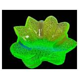 M2 - Antique Duncan Glass Company Paneled Daisy & Button Vaseline Glass Bowl - Circa 1890