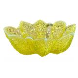 M2 - Antique Duncan Glass Company Paneled Daisy & Button Vaseline Glass Bowl - Circa 1890