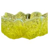 M2 - Antique Duncan Glass Company Paneled Daisy & Button Vaseline Glass Bowl - Circa 1890