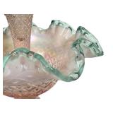 N1 - Fenton Diamond Lace Epergne - Pink Opalescent Glass with Teal Crest, 1948