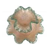 N1 - Fenton Diamond Lace Epergne - Pink Opalescent Glass with Teal Crest, 1948