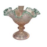 N1 - Fenton Diamond Lace Epergne - Pink Opalescent Glass with Teal Crest, 1948