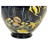 E1 - Fenton Paradise Under the Sea Vase Ebony Black - Hand-Painted by CC Hardman