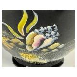E1 - Fenton Paradise Under the Sea Vase Ebony Black - Hand-Painted by CC Hardman