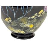 E1 - Fenton Paradise Under the Sea Vase Ebony Black - Hand-Painted by CC Hardman
