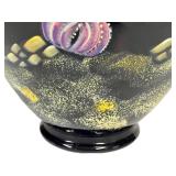 E1 - Fenton Paradise Under the Sea Vase Ebony Black - Hand-Painted by CC Hardman