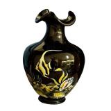 E1 - Fenton Paradise Under the Sea Vase Ebony Black - Hand-Painted by CC Hardman