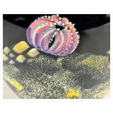 E1 - Fenton Paradise Under the Sea Vase Ebony Black - Hand-Painted by CC Hardman