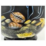 E1 - Fenton Paradise Under the Sea Vase Ebony Black - Hand-Painted by CC Hardman