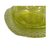 M2 - Vintage Mosser Uranium Glass Butter Dish - Queens Pattern