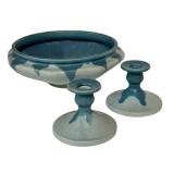 L2 - Roseville Carnelian-1 Console Bowl with Candle Holders, 1915-1927