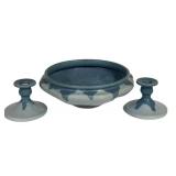 L2 - Roseville Carnelian-1 Console Bowl with Candle Holders, 1915-1927