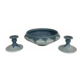 L2 - Roseville Carnelian-1 Console Bowl with Candle Holders, 1915-1927