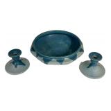 L2 - Roseville Carnelian-1 Console Bowl with Candle Holders, 1915-1927