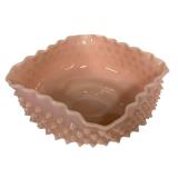 E2 - Vintage Fenton Rose Pastel Hobnail Square Bowl , 1954-57