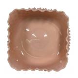 E2 - Vintage Fenton Rose Pastel Hobnail Square Bowl , 1954-57